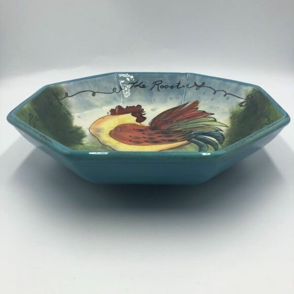 Certified International Octagon Shaped Deep Plate Rooster Farmhouse Ceramic - Picture 6 of 8